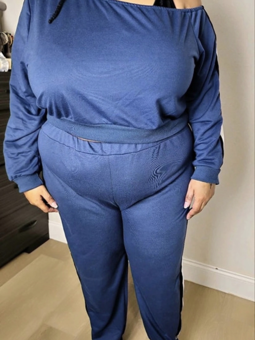 Blue Off-Shoulder Top & Jogger Set Size 4XL Like New